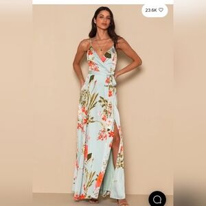 Still the One Sage Green Floral Print Satin Maxi Dress